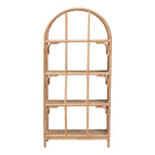 bali & pari Natania Natural Rattan 4-Tier Display Shelf - Handwoven Arched Bookcase with Webbed Side Panels, Boho Coastal Design for Living Room, Entryway, or Bedroom