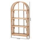 bali & pari Natania Natural Rattan 4-Tier Display Shelf - Handwoven Arched Bookcase with Webbed Side Panels, Boho Coastal Design for Living Room, Entryway, or Bedroom