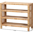 bali & pari Abelia Natural Rattan 4-Tier Display Shelf - Handwoven Boho Coastal Bookcase or Entryway Storage, Lightweight Wicker Accent Furniture