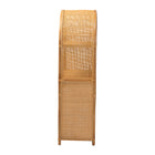 bali & pari Mairen Arched Natural Rattan Storage Cabinet -  Handwoven Pole Rattan Hutch with Two Drawers and Doors, Boho Coastal Display Cabinet for Dining Room or Living Space