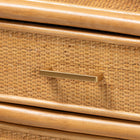 bali & pari Mairen Arched Natural Rattan Storage Cabinet -  Handwoven Pole Rattan Hutch with Two Drawers and Doors, Boho Coastal Display Cabinet for Dining Room or Living Space