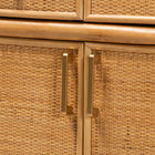 bali & pari Mairen Arched Natural Rattan Storage Cabinet -  Handwoven Pole Rattan Hutch with Two Drawers and Doors, Boho Coastal Display Cabinet for Dining Room or Living Space