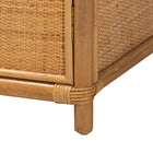 bali & pari Mairen Arched Natural Rattan Storage Cabinet -  Handwoven Pole Rattan Hutch with Two Drawers and Doors, Boho Coastal Display Cabinet for Dining Room or Living Space