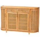 bali & pari McKenna Natural Rattan Sideboard - Handwoven Wicker Buffet Credenza, Boho Coastal Style for Dining or Living Room, 2-Drawer