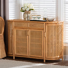 bali & pari McKenna Natural Rattan Sideboard - Handwoven Wicker Buffet Credenza, Boho Coastal Style for Dining or Living Room, 2-Drawer