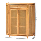 bali & pari McKenna Natural Rattan Storage Cabinet - Handwoven Wicker Accent Cabinet, Boho Coastal Style for Living Room or Entryway, 1-Drawer