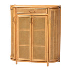 bali & pari McKenna Natural Rattan Storage Cabinet - Handwoven Wicker Accent Cabinet, Boho Coastal Style for Living Room or Entryway, 1-Drawer