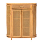 bali & pari McKenna Natural Rattan Storage Cabinet - Handwoven Wicker Accent Cabinet, Boho Coastal Style for Living Room or Entryway, 1-Drawer