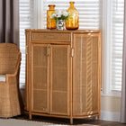 bali & pari McKenna Natural Rattan Storage Cabinet - Handwoven Wicker Accent Cabinet, Boho Coastal Style for Living Room or Entryway, 1-Drawer