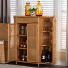 bali & pari McKenna Natural Rattan Storage Cabinet - Handwoven Wicker Accent Cabinet, Boho Coastal Style for Living Room or Entryway, 1-Drawer