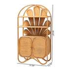 bali & pari Noreen Peacock Fan Natural Rattan Cabinet - Handcrafted Rattan Pole Hutch with Woven Doors and Shelves, Boho Coastal Accent Shelving and Display Unit