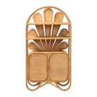 bali & pari Noreen Peacock Fan Natural Rattan Cabinet - Handcrafted Rattan Pole Hutch with Woven Doors and Shelves, Boho Coastal Accent Shelving and Display Unit