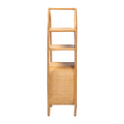 bali & pari Noreen Peacock Fan Natural Rattan Cabinet - Handcrafted Rattan Pole Hutch with Woven Doors and Shelves, Boho Coastal Accent Shelving and Display Unit