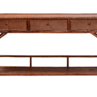 bali & pari Brier Marbled Tortoise Natural Rattan Console Table - Handcrafted Accent Table with 3-Drawers and Lower Shelf, Coastal Boho Style for Entryway, Hallway, or Living Room