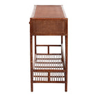 bali & pari Brier Marbled Tortoise Natural Rattan Console Table - Handcrafted Accent Table with 3-Drawers and Lower Shelf, Coastal Boho Style for Entryway, Hallway, or Living Room