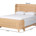 bali & pari Fiore Natural Rattan Bed Frame - Handwoven Wicker Headboard and Footboard with Curved Corners, Boho Coastal Natural Bedroom Furniture, Queen