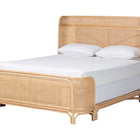 bali & pari Fiore Natural Rattan Bed Frame - Handwoven Wicker Headboard and Footboard with Curved Corners, Boho Coastal Natural Bedroom Furniture, Queen