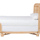 bali & pari Fiore Natural Rattan Bed Frame - Handwoven Wicker Headboard and Footboard with Curved Corners, Boho Coastal Natural Bedroom Furniture, Queen