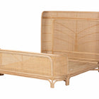 bali & pari Fiore Natural Rattan Bed Frame - Handwoven Wicker Headboard and Footboard with Curved Corners, Boho Coastal Natural Bedroom Furniture, Queen