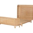 bali & pari Fiore Natural Rattan Bed Frame - Handwoven Wicker Headboard and Footboard with Curved Corners, Boho Coastal Natural Bedroom Furniture, Queen