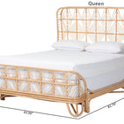 bali & pari Hadley Natural Rattan Bed Frame with Openwork Geometry Headboard and Footboard, Tropical Coastal Boho Bedroom Furniture, Queen