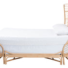 bali & pari Hadley Natural Rattan Bed Frame with Openwork Geometry Headboard and Footboard, Tropical Coastal Boho Bedroom Furniture, Queen