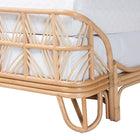 bali & pari Hadley Natural Rattan Bed Frame with Openwork Geometry Headboard and Footboard, Tropical Coastal Boho Bedroom Furniture, Queen