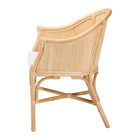 bali & pari Hollis Natural Rattan Barrel Chair with Cushion - Handcrafted Accent Armchair with Laminated Rattan Pole Back, Coastal Boho Seating for Living Room or Bedroom