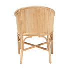 bali & pari Hollis Natural Rattan Barrel Chair with Cushion - Handcrafted Accent Armchair with Laminated Rattan Pole Back, Coastal Boho Seating for Living Room or Bedroom