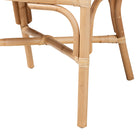 bali & pari Hollis Natural Rattan Barrel Chair with Cushion - Handcrafted Accent Armchair with Laminated Rattan Pole Back, Coastal Boho Seating for Living Room or Bedroom