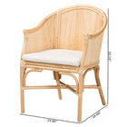 bali & pari Hollis Natural Rattan Barrel Chair with Cushion - Handcrafted Accent Armchair with Laminated Rattan Pole Back, Coastal Boho Seating for Living Room or Bedroom