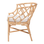 bali & pari Padma Natural Rattan Dining Chair - Handwoven Barrel Accent Chair with Bamboo-Style Frame and Lattice Detail for Boho, Coastal, or Tropical Dining or Lounge Area