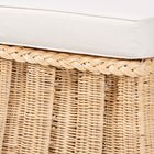 bali & pari Rotem Natural Rattan Ottoman with Cushion - Handwoven Wicker Pleated Skirt Accent Coffee Table or Extra Seating for Living Room or Sunroom, Small
