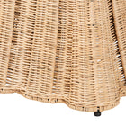 bali & pari Rotem Natural Rattan Ottoman with Cushion - Handwoven Wicker Pleated Skirt Accent Coffee Table or Extra Seating for Living Room or Sunroom, Small