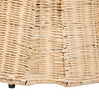 bali & pari Ying Round Natural Rattan Ottoman with Cushion - Handwoven Wicker Pleated Skirt Accent Coffee Table or Extra Seating for Living Room or Sunroom, Small
