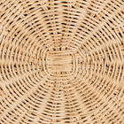 bali & pari Ying Round Natural Rattan Ottoman with Cushion - Handwoven Wicker Pleated Skirt Accent Coffee Table or Extra Seating for Living Room or Sunroom, Small