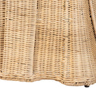 bali & pari Rotem Natural Rattan Ottoman with Cushion - Handwoven Wicker Pleated Skirt Accent Coffee Table or Extra Seating for Living Room or Sunroom, Large