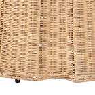 bali & pari Ying Round Natural Rattan Ottoman with Cushion - Handwoven Wicker Pleated Skirt Accent Coffee Table or Extra Seating for Living Room or Sunroom, Large