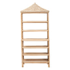 bali & pari Adonis Natural Rattan Display Shelf - Freestanding 6-Tier bookcase with Pagoda Top, Coastal Boho Storage Organizer