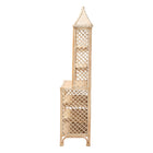 bali & pari Adonis Natural Rattan Display Shelf - Freestanding 6-Tier bookcase with Pagoda Top, Coastal Boho Storage Organizer