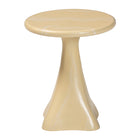 bali & pari Aponi Marbled Resin End Table - Sculptural Side Table with Round Top and Pedestal Base, Modern Contemporary Statement Furniture, Cream