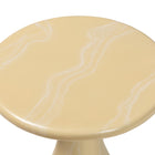 bali & pari Aponi Marbled Resin End Table - Sculptural Side Table with Round Top and Pedestal Base, Modern Contemporary Statement Furniture, Cream