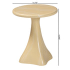 bali & pari Aponi Marbled Resin End Table - Sculptural Side Table with Round Top and Pedestal Base, Modern Contemporary Statement Furniture, Cream