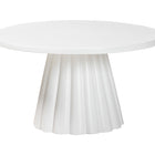 bali & pari Parvana Round Coffee Table with Fluted Pedestal Base - Contemporary White Resin Accent Table for Living Room