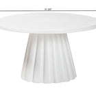 bali & pari Parvana Round Coffee Table with Fluted Pedestal Base - Contemporary White Resin Accent Table for Living Room