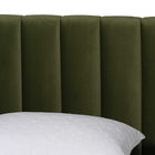 Baxton Studio Granger Velvet Upholstered Platform Bed with Channel Tufted Headboard, Modern Low Profile Bed Frame, Moss Green, Queen
