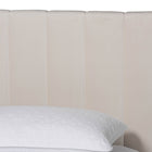 Baxton Studio Granger Velvet Upholstered Platform Bed with Channel Tufted Headboard, Modern Low Profile Bed Frame, Alabaster White, Queen