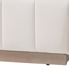 Baxton Studio Granger Velvet Upholstered Platform Bed with Channel Tufted Headboard, Modern Low Profile Bed Frame, Alabaster White, Queen