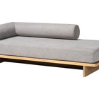 Baxton Studio Bertille Left-Arm Chaise Lounge with Solid Wood Base - Minimalist Sofa Daybed with Grey Fabric Cushion and Bolster Pillow for Living Room or Bedroom Decor