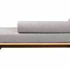 Baxton Studio Bertille Left-Arm Chaise Lounge with Solid Wood Base - Minimalist Sofa Daybed with Grey Fabric Cushion and Bolster Pillow for Living Room or Bedroom Decor
